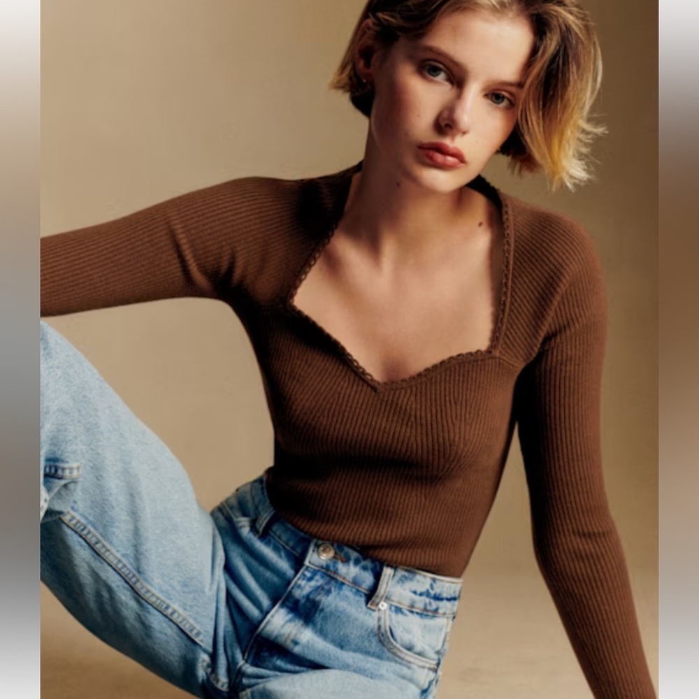 Sezane Maha Jumper, size XS, brown